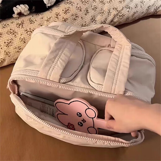 Bo Naling Cosmetic Bag Large Capacity Women's Portable Partitioned Multi-Function Storage Bag Travel Cosmetic Case Portable Toiletries Bag Pink Compartment Cosmetic Bag 30*18.5*21CM