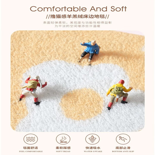 KAYE Cartoon Bedside Carpet Imitation Cashmere Girl Children's Room Thick Floor Mat Home Living Room Bedroom Princess Bedside Blanket FYR-SpongeBob Family 50X140cm