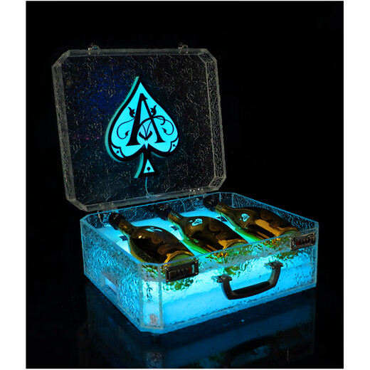 Black Brand Spades Frozen Dragon Set Wine Box Champagne Box Wine Box KTV Bar Luminous Ice Pattern Fruit Box Ice Bucket Package 1 Pack Wine Box Colorful_Does Not Include Wine