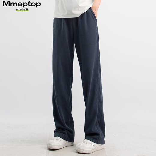 MMOPTOP Japanese Slim Straight Guard Pants Autumn Men's Drapey Loose Sports Casual Pants MXXK61 Sapphire Blue L