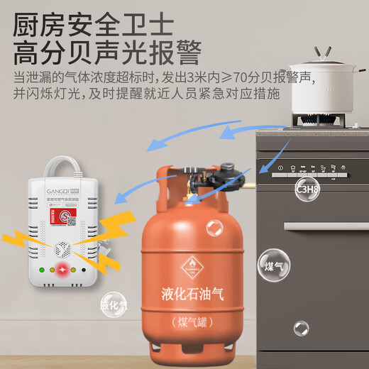 Gangqi JY-YJ-601 kitchen gas tank liquefied petroleum gas gas alarm automatic cut-off valve cylinder manipulator smart home household commercial gas leakage induction detection