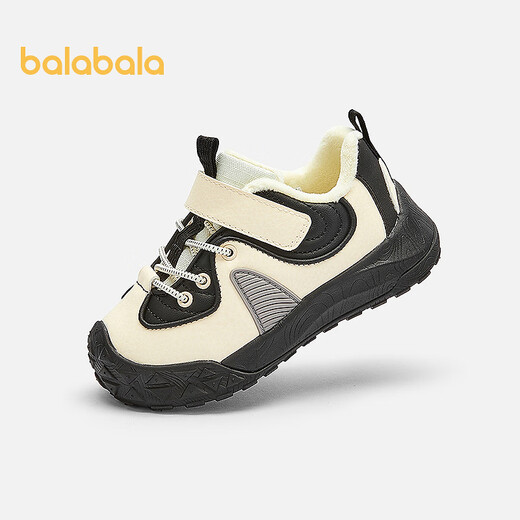 Balabala children's shoes, toddler shoes for boys and girls, plus velvet 2025 new autumn and winter functional shoes for foot protection, Shanyue Black, early autumn micro-velvet, not afraid of the cold 24 (foot length 14.3-14.7/inner length 15.7)