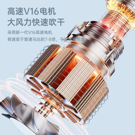 High-speed bladeless hair dryer for home use, silent negative ions, high power, no harm to hair, wind tube, hair salon use LHD1, blue light hair care, light blue - air nozzle