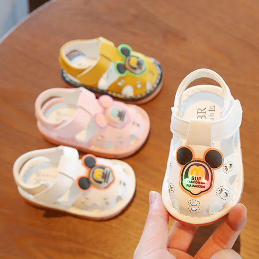 G.DUCKIDS小黄鸭宝宝鞋子软底8-12个月婴儿凉鞋亮灯学步鞋夏季叫叫鞋子防滑 诺_萌萌黄(A-11亮灯叫叫凉鞋) 13 M 内长13cm 建议9-15个月宝宝