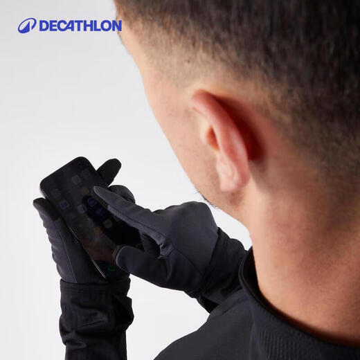 Decathlon Outdoor Sports Men's and Women's Running Fitness Cycling Lightweight Comfortable Warm Touch Screen Gloves Pure Black L-4564122