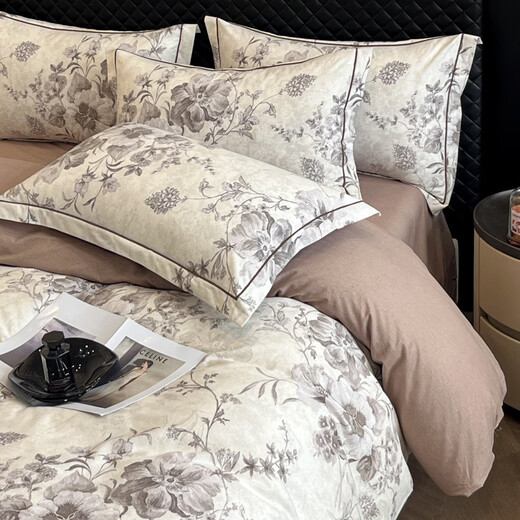 Mercury series 100% Xinjiang pure cotton four-piece set Class A 120 count cotton brushed quilt cover bed sheet bed quilt three-piece fitted sheet Hamiya 100% cotton 2.0m bed sheet four-piece quilt cover 230*250