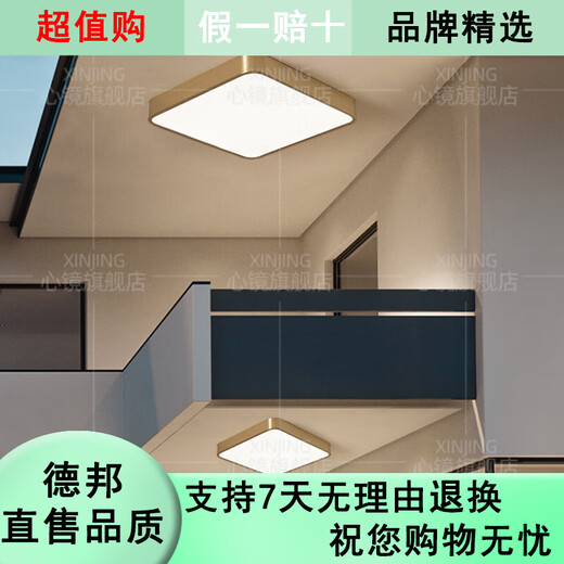 心镜全铜户外吸顶灯别墅大门口超薄门前灯室外过道阳台灯防蚊虫庭院灯 X3893-800/方形