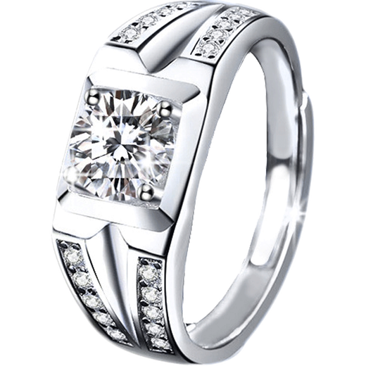 EothPT950 Platinum Moissanite Diamond Ring Men's Light Luxury Niche Fashion Platinum Ring Valentine's Day Birthday Gift PT950 Platinum Moissanite Men's Ring + Certificate