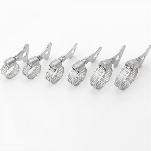 Yongli Shang 201 stainless steel handle type hoop clamp gas pipeline fixed joint hand-tight hose clamp water pipe tight clamp buckle fire-proof rust-proof and wear-resistant 32-44mm 5 pieces