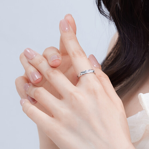 Lukfook Jewelry platinum ring car flower pair ring platinum 950 solid couple ring women's ring wedding gift price No. 15 - about 3.93 grams