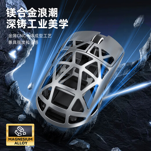 攻击鲨/攻击鲨 R2 镁合金鼠标轻量化镂空电竞游戏鼠标无线蓝牙三模 PAW3395支持8K回报率 标配8K接收器 攻击鲨R2 暮光紫【PAW3950 8K回报率】