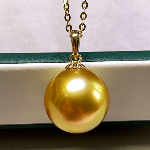 DL 1998 Fat Donglai same style South Sea pearl pendant natural sea water gold beads melon seed buckle 18k gold clavicle chain thick gold strong light 11-12mm (default with gold silver chain)