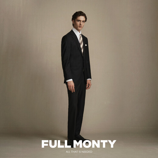 FULL MONTY wool suit suit men's black light business formal fit wedding groom suit suit black suit two-piece set 1205+1206 48 size top, trousers size, please contact customer service for remarks