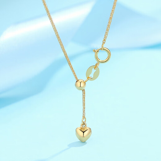 Zokai yellow 18K gold necklace plain gold chain versatile Chopard chain zipper with chain birthday gift X00590