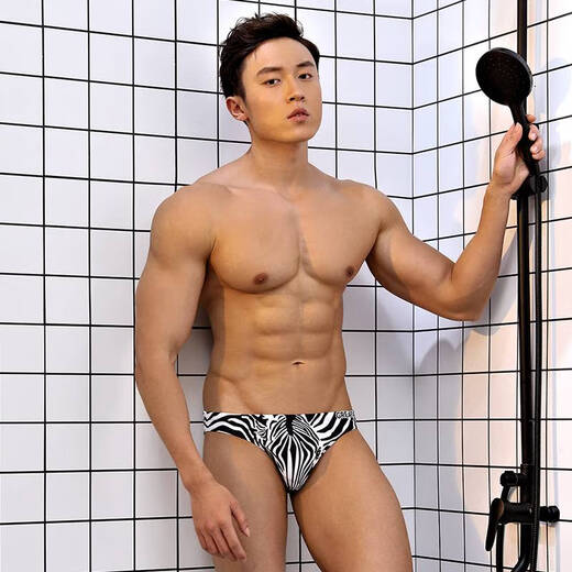 Minamibomaru Sea Anchor men's triangle swimming trunks sexy low waist rope narrow edge adult men's swimsuit 220 black_with waist rope and lining M