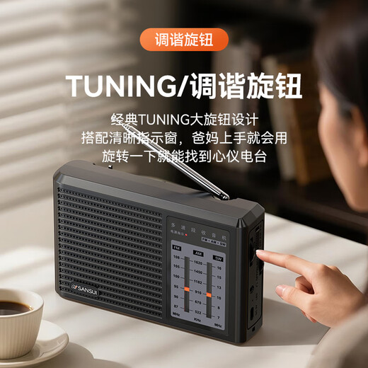 山水（SANSUI）M38全波段老人收音机老年人充电迷你小音箱便携式随身听FM调频广播音响