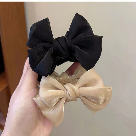 Garenbei Elegant Bow Ball Hair Clip Female Internet Celebrity New Temperament Hair Clip Super Fairy French Spring Hair Clamp Black Bow Hair Clip 1