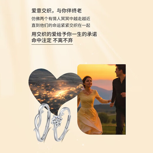 LAOLATU Platinum Ring Women's PT950 Platinum Couple Ring Men's and Women's Fashionable Opening Chinese Valentine's Day Birthday Wedding Gift Free Engraving/Ghostwriting Greeting Card/Shipping to Other Places Separately