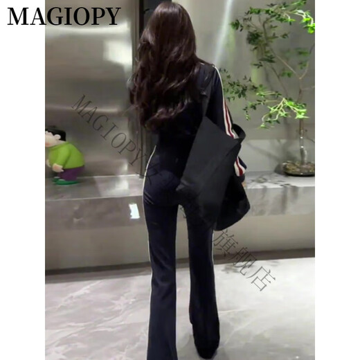 MAGIOPY international luxury high-end brand European station suit women's spring 2025 new hot short black jacket top black two-piece set S (100Jin Jin is equal to within 0.5 kg)
