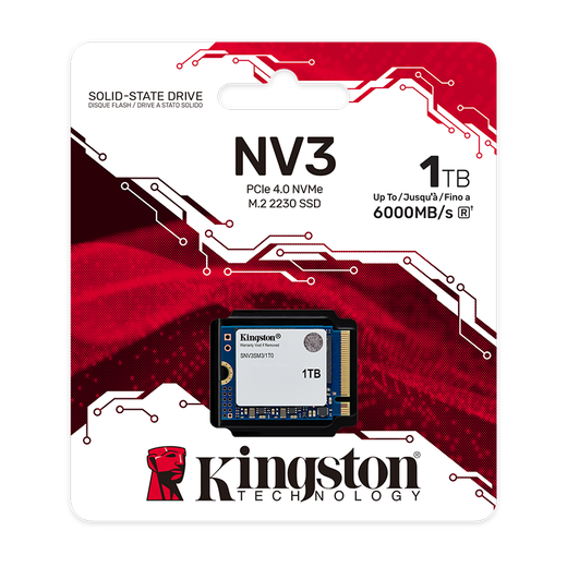 金士顿（Kingston）1TB SSD固态硬盘 2230 M.2(NVMe PCIe 4.0×4) NV3 适配SteamDeck/ROG ALLY掌上游戏机、笔记本