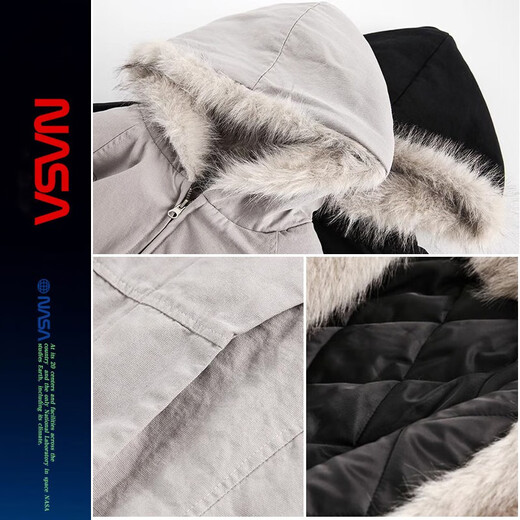 NASALIKE Official American Cleanfit Fur Collar Mountain Carving Jacket Cotton Jacket Men's Autumn and Winter Thickened Short Work Jacket Black 2XL (Recommended 155-180 Jin Jin equals 0.5 kg)