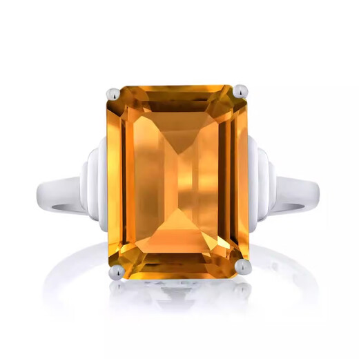 GEM STONE KING Ring Women's Square Citrine Amethyst 925 Silver Fashionable Princess Colored Gemstone Women's Ring as a Gift for Mom Beautiful No. 5 Citrine