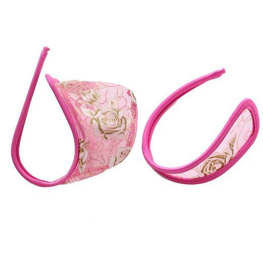 Both men and women can use invisible C-string sexy underwear, transparent lace couple underwear set, butt-revealing thong panties, D077 rose red men's model, one size fits all