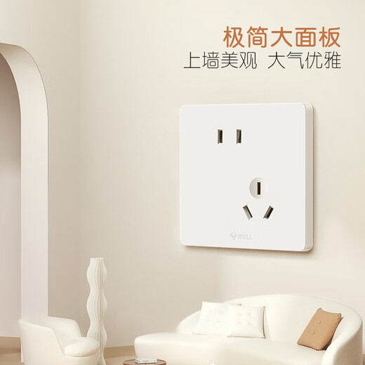 公牛（BULL）开关插座 G12肤感哑光奶油风10A斜五孔十只装套餐G12Z223AS米绒白