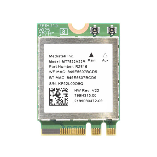 GxlinkstarMT7922 MT7925 MT7927 Tarjeta de red inalámbrica Gigabit wifi 6G tribanda incorporado Bluetooth 5.4 receptor de computadora compatible con AMD RZ616 Linux Openwrt paquete Tarjeta de red MT7922 + antena incorporada
