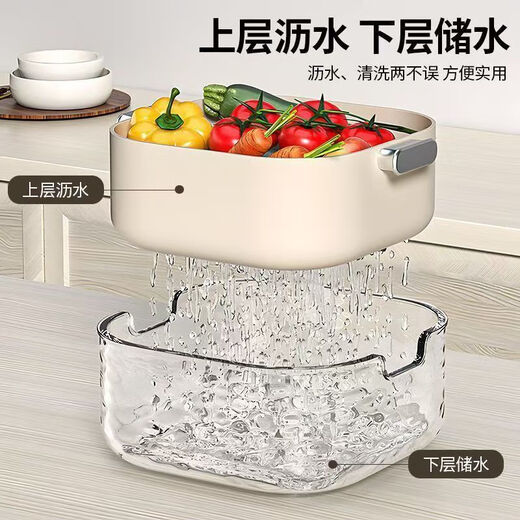 Kitchen assistant double-layer sink drain basket new high-looking kitchen living room multi-functional fruit basket household fruit plate basket Ice cream white special offer eight pieces (extra large + large + medium + small)