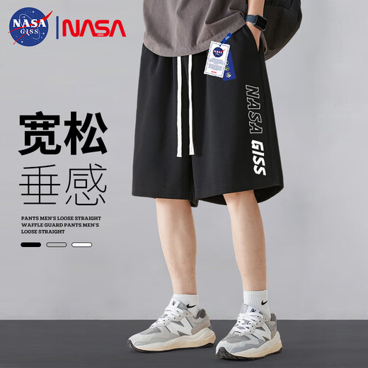 NASA GISS shorts men's summer thin section pants loose student basketball pants casual sports beach pants black 5XL