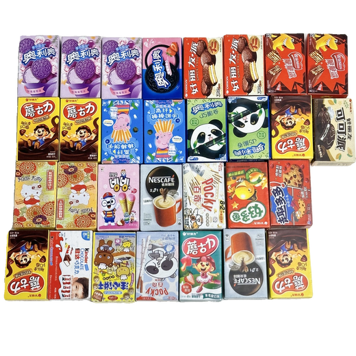 迷你便利店零食小盒子微缩仿真食玩物儿童玩具摆件超市大饼干立体 30个混装【零食盒子】