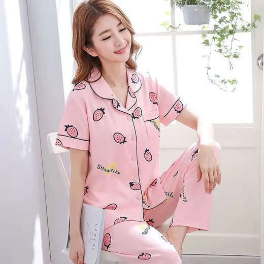 Yalu Summer Pure en coton pur pyjamas réglé pantalon à manches courtes de l'âge moyen et jeune vêtements de style coréen Elegant Cool Feeling Brand 6623 Suit féminin M 80Jin [Jin est égal à 0,5 kg] 1,95jin [Jin est égal à 0,5 kg]