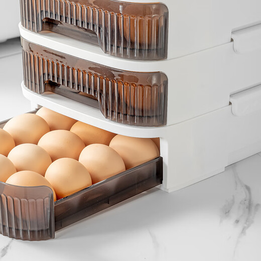 Home Story (KATEI STORY) Japanese egg storage box drawer-type rolling refrigerator egg box food grade egg storage box egg artifact white double layer holds about 42 pieces automatically refills