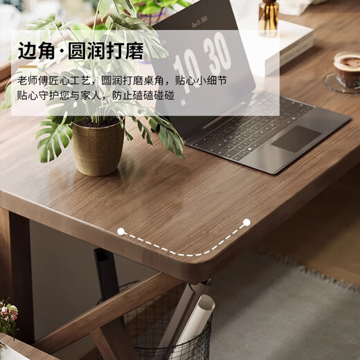Mori round wood square solid wood corner desk bedroom corner writing desk work desktop computer table student home study desk table length 140*55*75 corner length 120cm