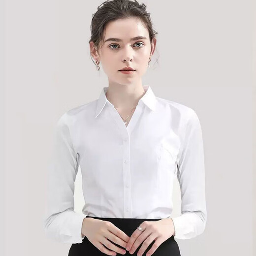 白衬衫女长袖职业装正装工作服2025春季新款气质工装衬衣免烫修身 白色【6212】 L 推荐100-110斤