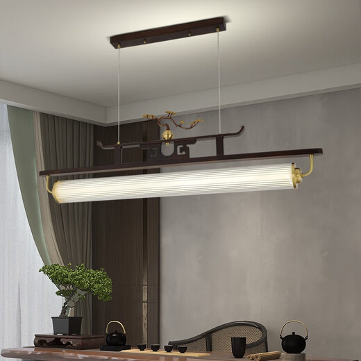 雷士2025最新款新款新中式茶艺灯中国风茶室书房餐厅艺术胡桃木亚克力 迎客松-3523-1m款三色变光