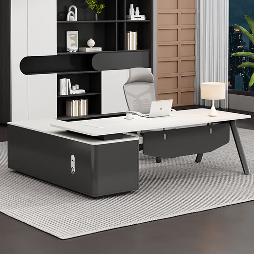 Xinjing simple modern boss office desk and chair combination single office executive desk supervisor manager desk 2.2 meters + side cabinet