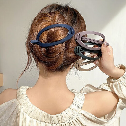 Manfuyu simple updo hair artifact ponytail one-word clip horizontal clip hairpin back of the head clip headwear feminine fashion hairpin one-word clip purple gray