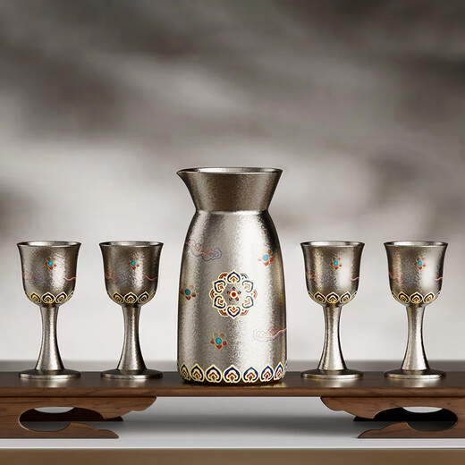 Moutai Culture and Tourism Scattered Flowers Feitian Titanium Wine Set Wine Glass Set White Wine Glass Gift Box Gift Box One Pot Four Cups