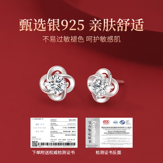 Lao Fengxiang's weekly earrings for girls, sterling silver weekly earrings, high-end birthday gifts for girlfriends and wives during festivals, high-end Zhou lover earrings, Bakura Sufa