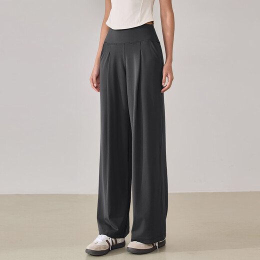 LULULMCCTN Nude Yoga Pants Women's High Waist Loose Slim Pilates Training Fitness Straight Wide Leg Sports Fitness Pants Albumin L