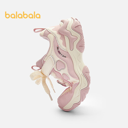 Balabala children's shoes children's sports shoes girls' shoes 2025 new autumn and winter shoes non-slip dad shoes plus velvet sweetness