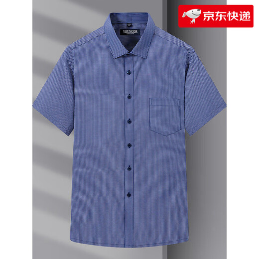 
Yageor flagship official store plaid short-sleeved shirt middle-aged summer business men's clothing for hot and anti-wrinkle workplace soft and skin-friendly DX6626 38 [100-120Jin[Jin equals 0.5 kg]]