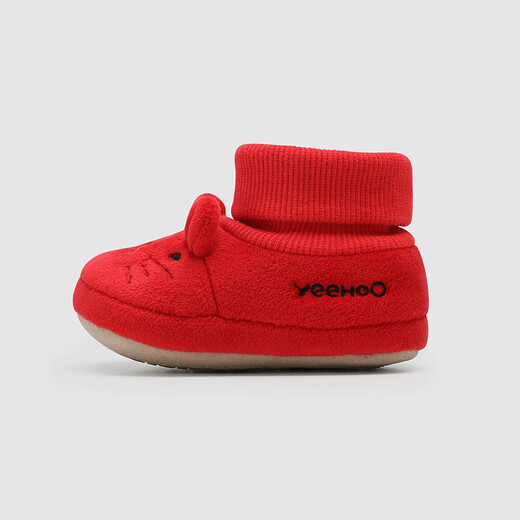 YEEHOO same style as the store, children's shoes, festive and cute cloth shoes, baby socks, autumn and winter shoes, New Year's red stepping shoes, suitable for about 6-18 months, size 20, recommended foot length 11-12cm
