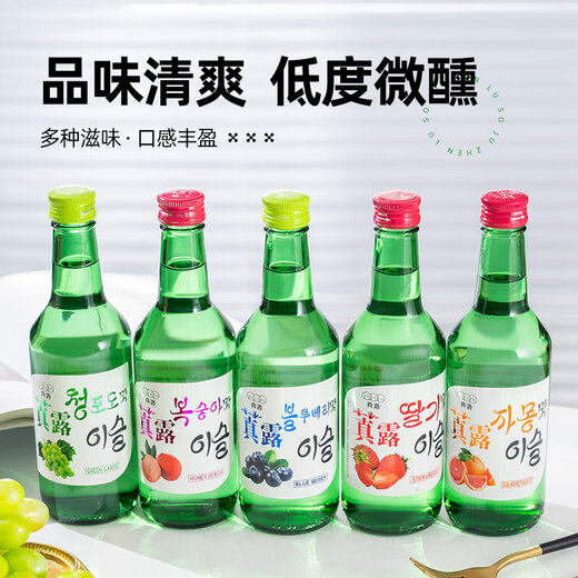 Jinrok Korean-style soju soju fruity sake low-alcohol green grape flavor must-have for the Spring Festival 4 bottles of soju 360ml grape grapefruit strawberry peach