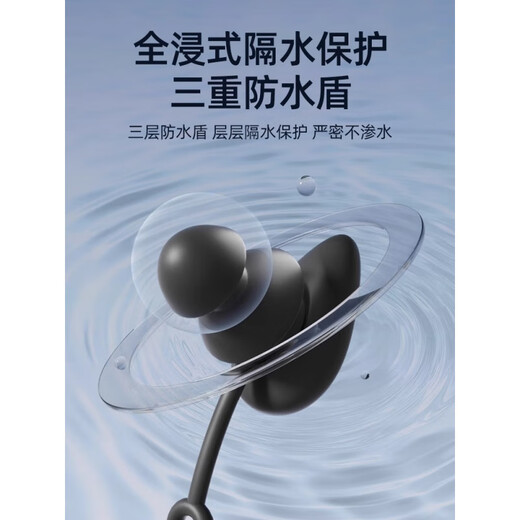 Children's swimming earplugs, waterproof and anti-intrusion, children's bathing, anti-water ear protector, no soundproof earplugs, earplugs + nose clip + swimming cap, blue rope anti-lost earplugs, nose clip + white protector