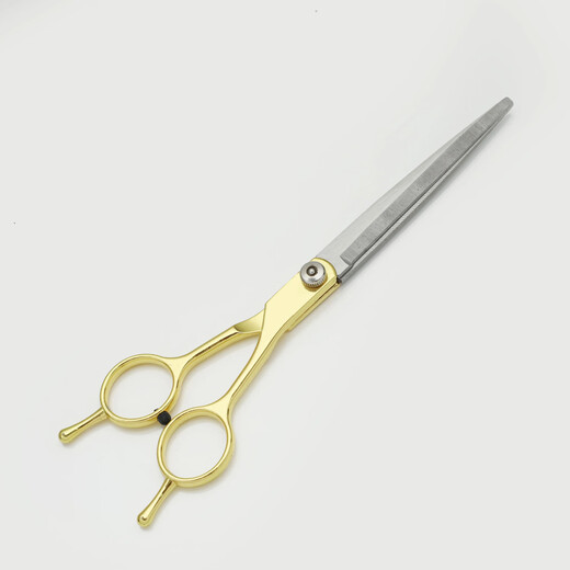 Tanizaki pet grooming scissors, dog hair tool set, 7-inch trimming scissors, curved scissors, Teddy cat and dog pet scissors, gold-plated straight scissors + curling scissors + dental scissors + steel comb + bag