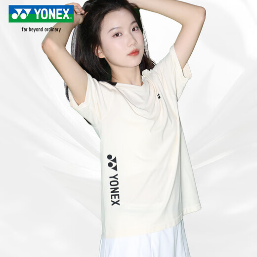 YONEX Vêtements de badminton vêtements de sport T-Shirt haut à manches courtes respirant modèle pour femme-215065BCR-ivoire XL
