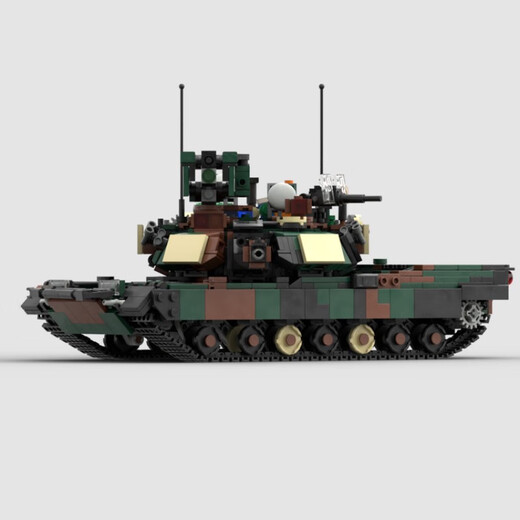 
MOC military building blocks M1A2 tank model suitable for small particle assembly building blocks toys children's boy M1 tank Apricot yellow 1048 particles Parts + electronics